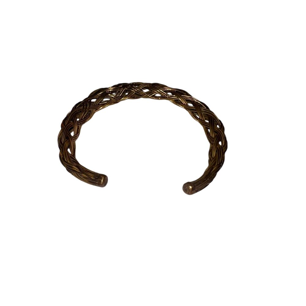 Iris Apfel & Bajalia Braided Brass Cuff Bracelet Inspired Bohemian Chic